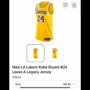 Nike Yellow Lakers Basketball Jersey